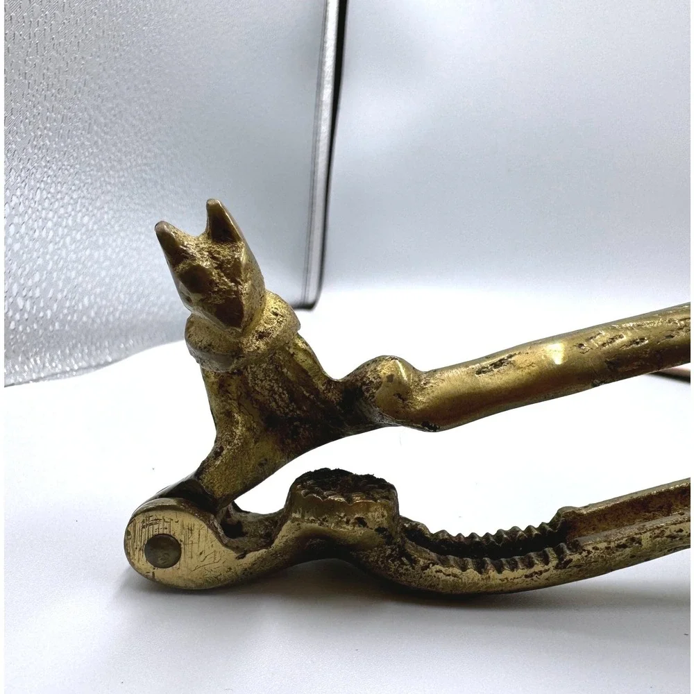 Andrea by Sadek Vintage Brass Squirrel Nutcracker Made in Japan 6 Inch Gold